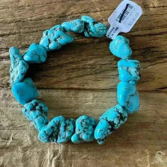 NWT Free People Ariana Ost Turquoise Stretch Bracelet - Picture 3 of 4